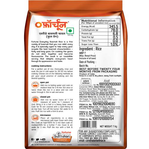 Fortune Everyday Basmati Rice, 1 kg Pouch